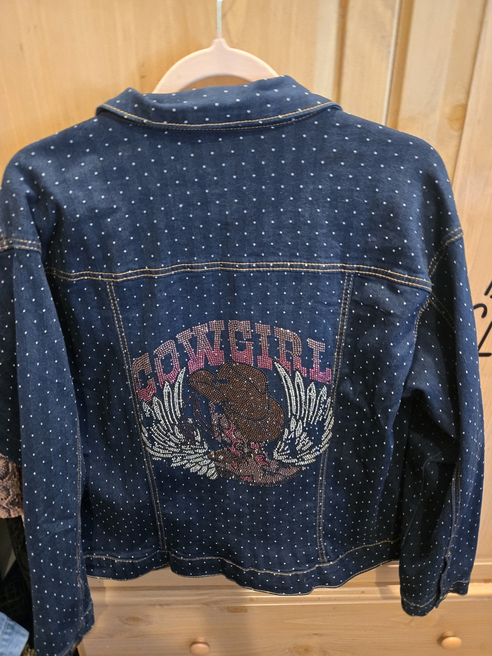 Cowgirl Embellished Dark Blue Denim Jacket